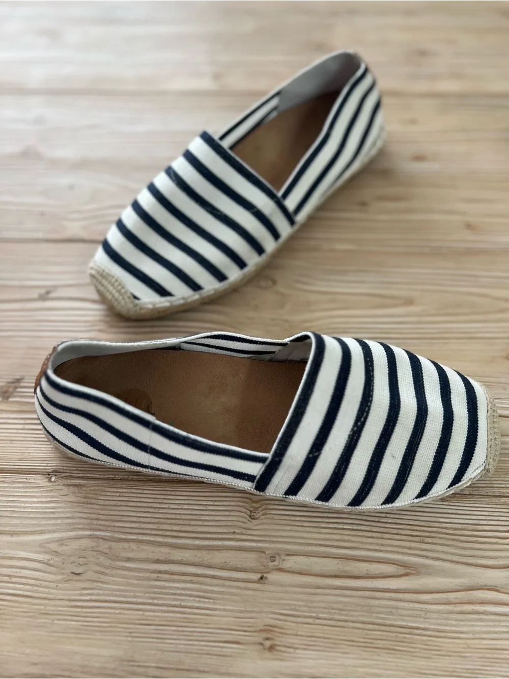 Vionic Valeri Striped Espadrille Flats Navy White Size 9
